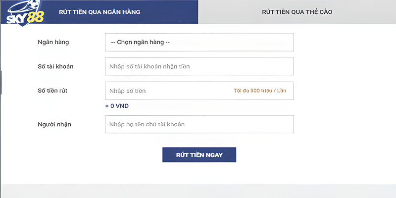 Nhận tiền thắng cược qua ngân hàng